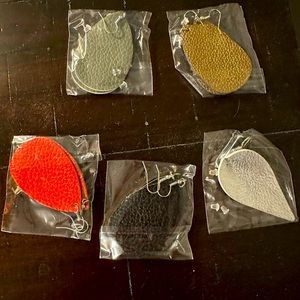 5 sets of leather earrings. NWOT.